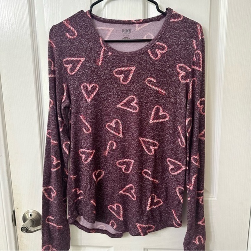 VS pink holiday sleepwear top, size large